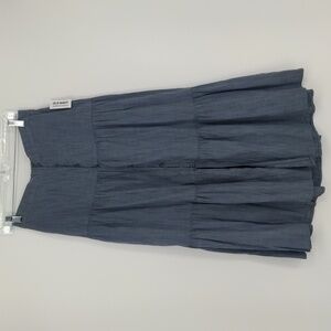 Old Navy Women's Slub-Weave Tiered Button-Front Maxi Skirt Size Medium Chambray